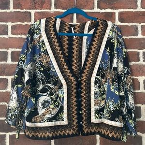Free People Multi Patterned Blouse with Ties